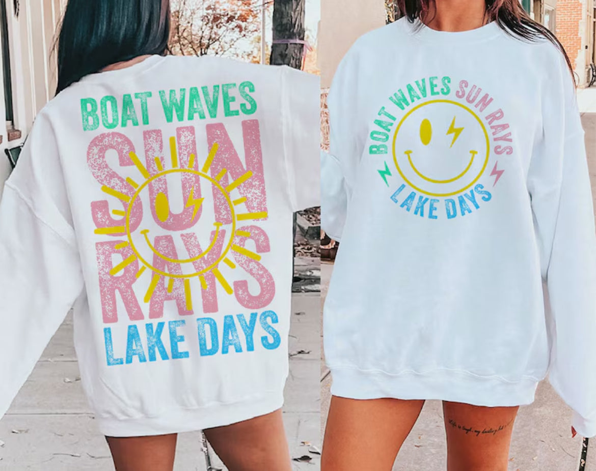Boat Waves Sun Rays Distressed DTF Transfer