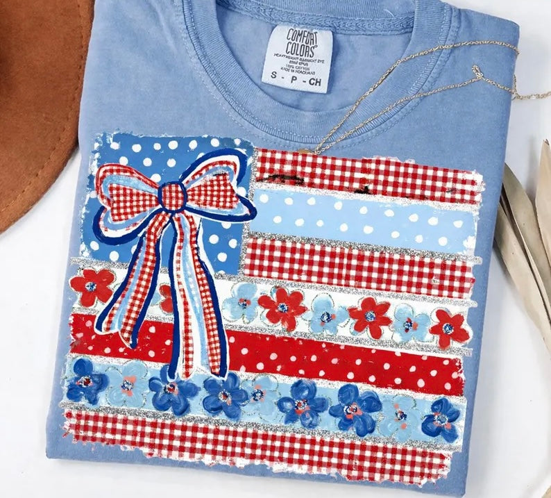 Floral Bow Flag DTF Transfer