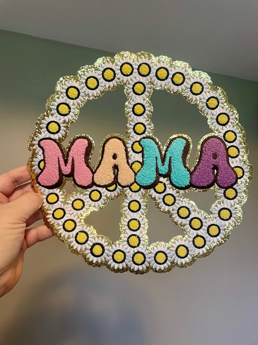 Mama Daisy Peace Sign Chenille Patch