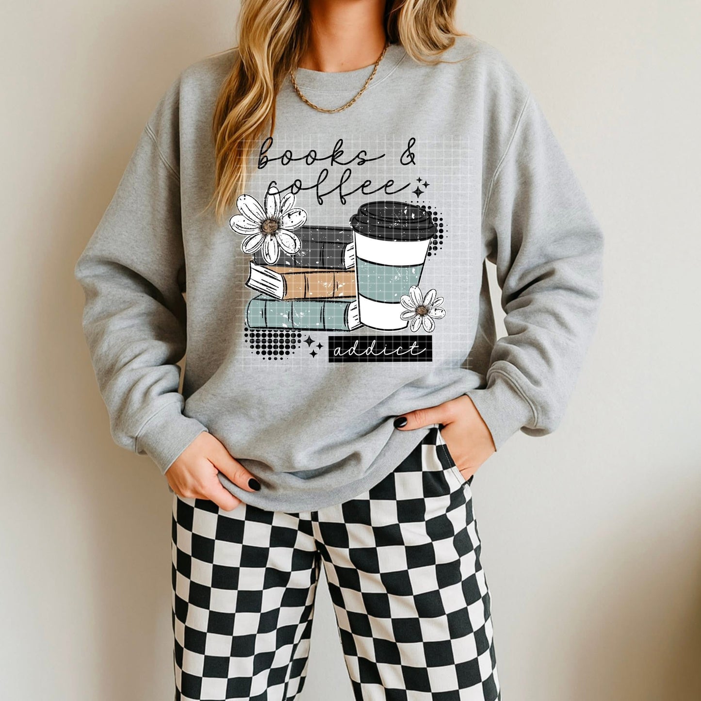 Books Coffee Addict Black DTF Transfer