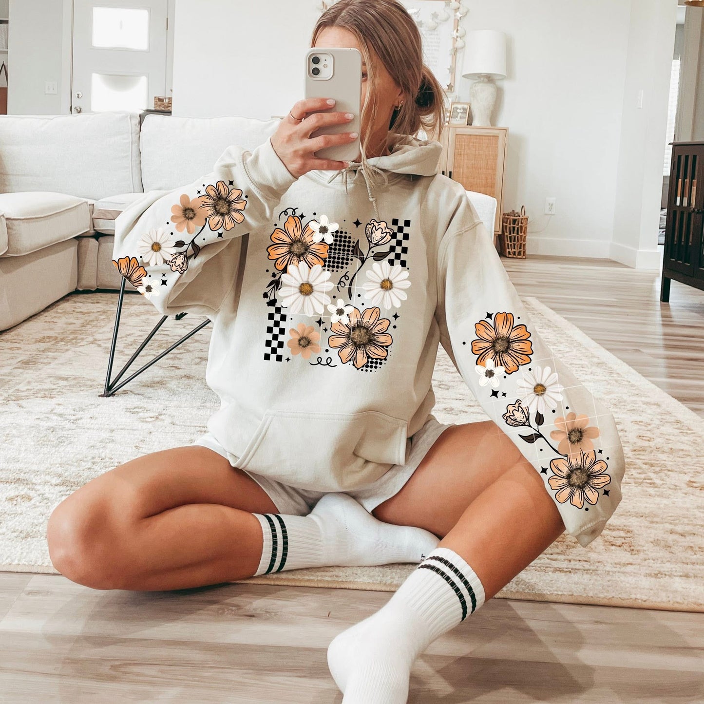 Orange Florals DTF Transfer