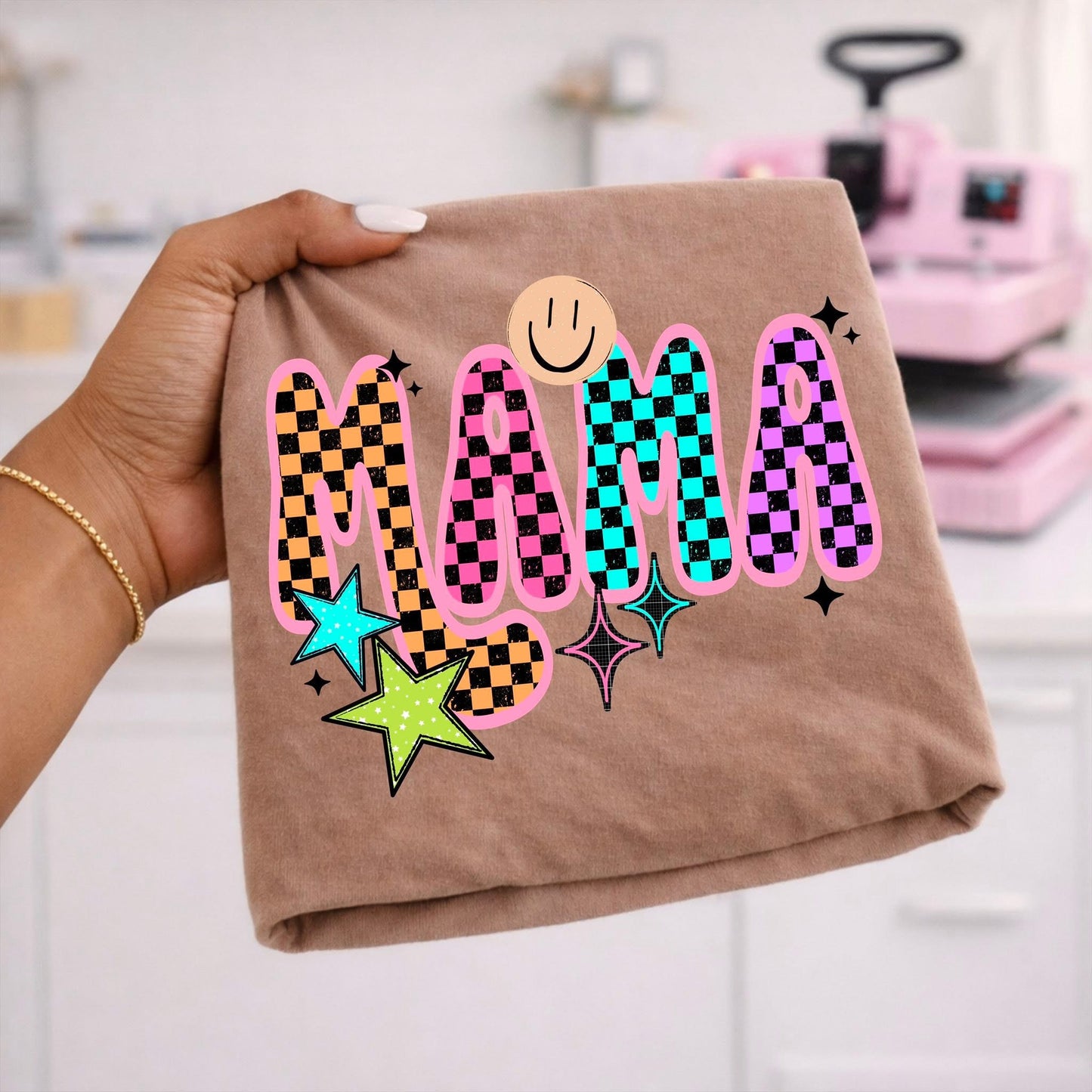 Checkered Mama Colorful DTF Transfer
