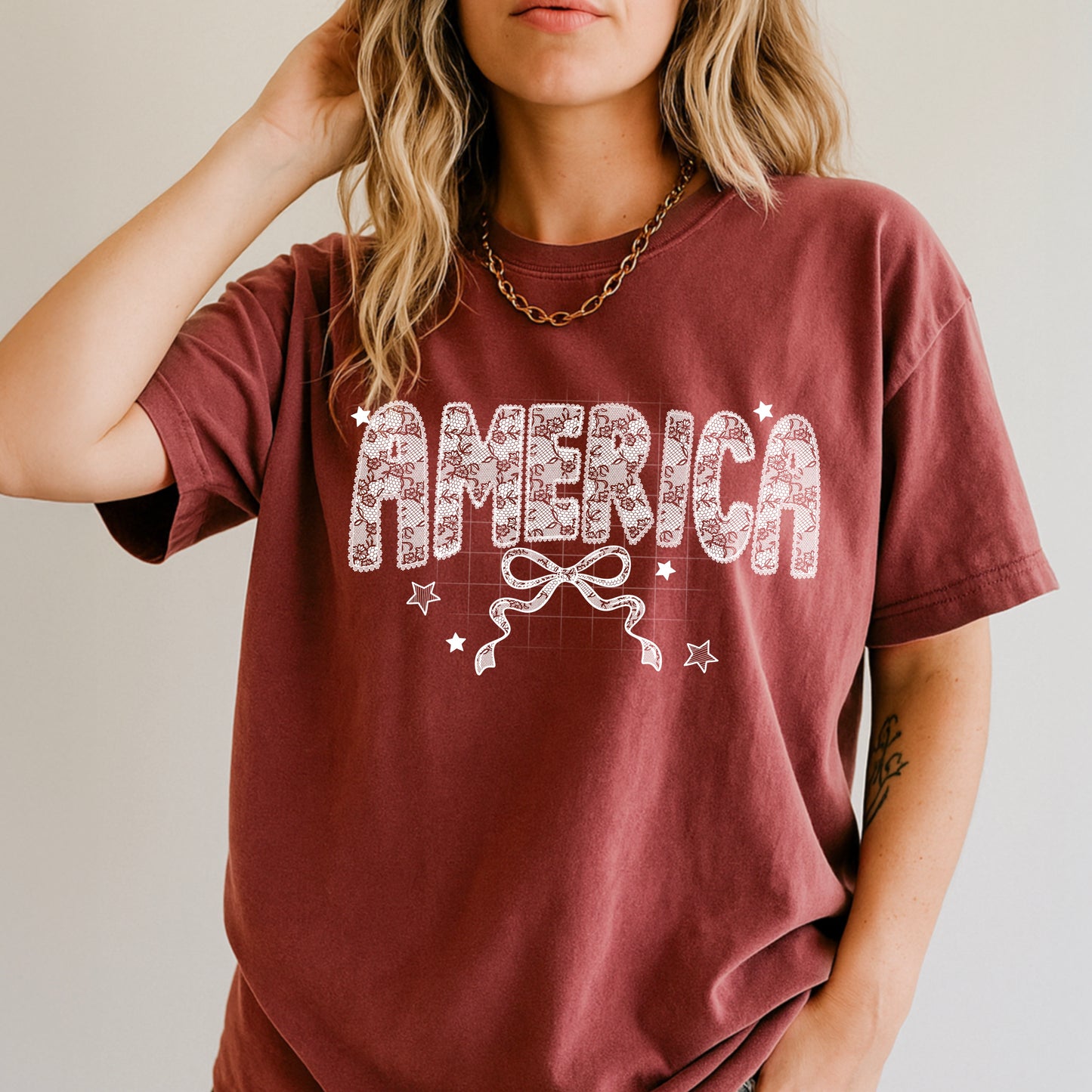 Faux Lace America DTF Transfer