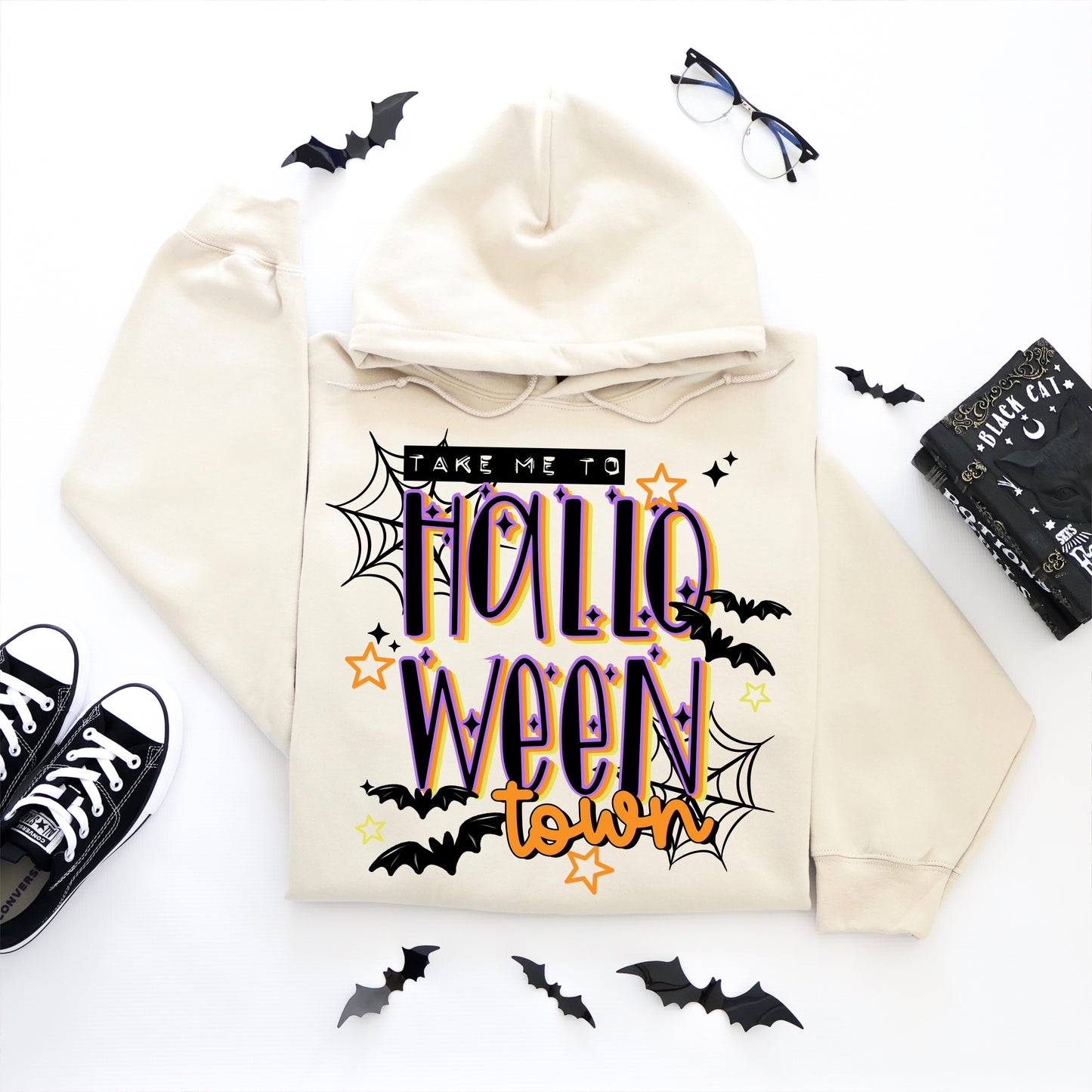 To Halloween Town Black DTF Transfer