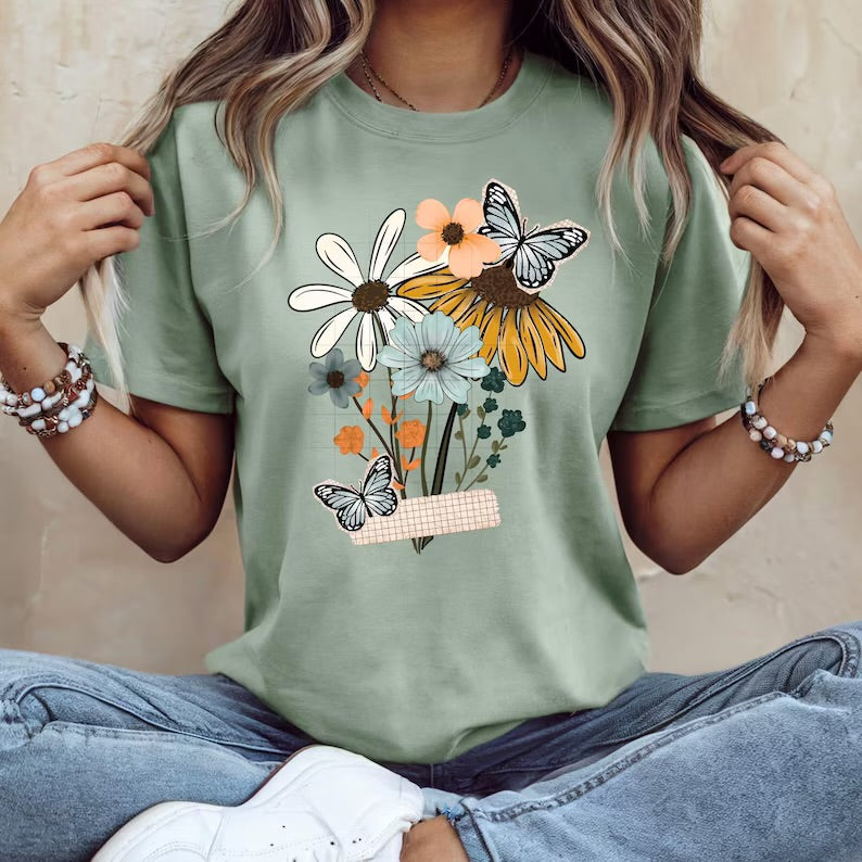 Blue Floral Bouquet DTF Transfer