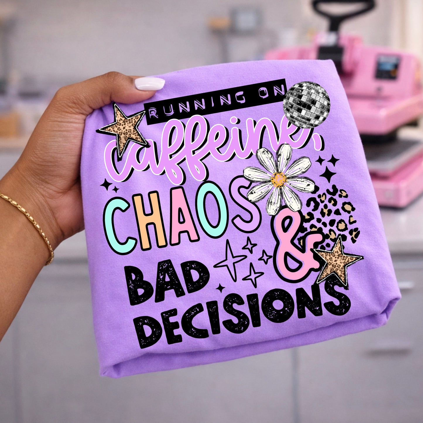 Caffeine Chaos Black DTF Transfer
