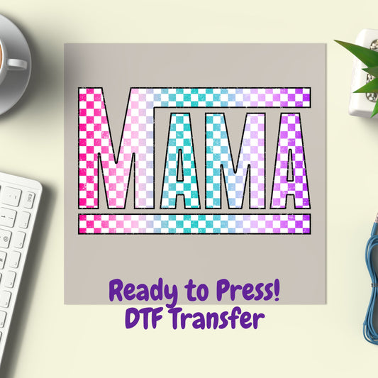 Distressed Checkered Mama DTF Transfer