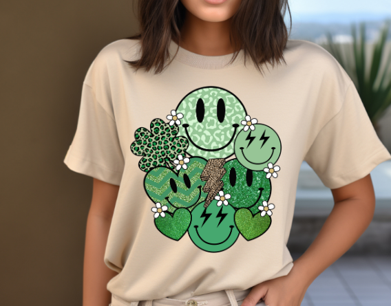 Retro Green Smileys Sweatshirt or T-Shirt