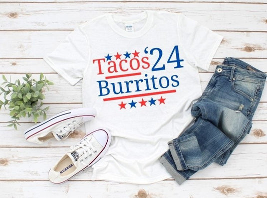 Tacos/Burritos WHITE Sweatshirt or T-Shirt