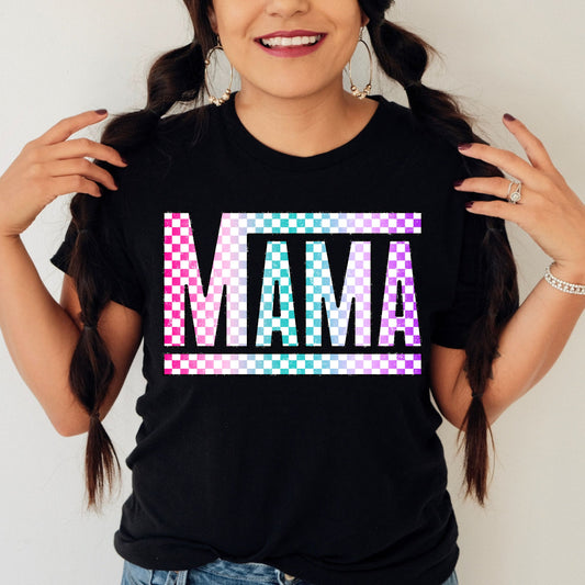 Distressed Checkered Mama T-Shirt or Sweatshirt