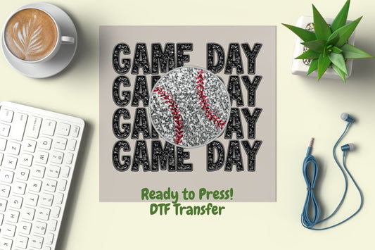 Game Day Baseball DTF Transfer Faux Sequin/Embroidery