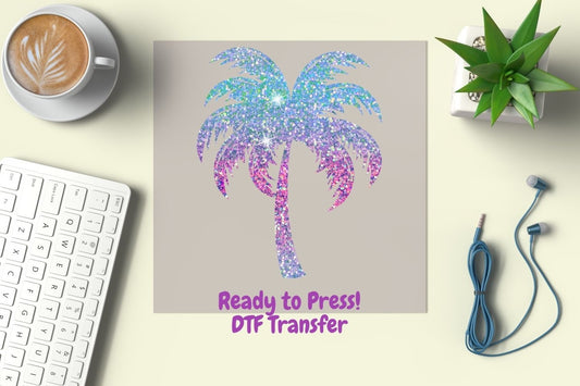 Palm Tree Faux Sequin DTF Transfer