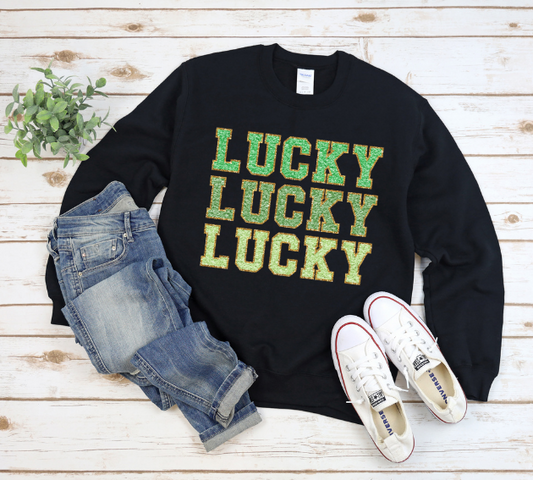 Lucky Faux Chenille Sweatshirt or T-Shirt