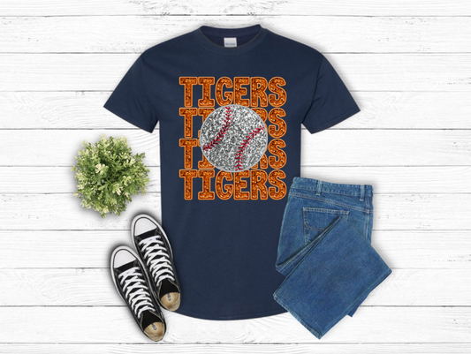 Tigers Faux Sequin/Embroidery Sweatshirt or T-Shirt