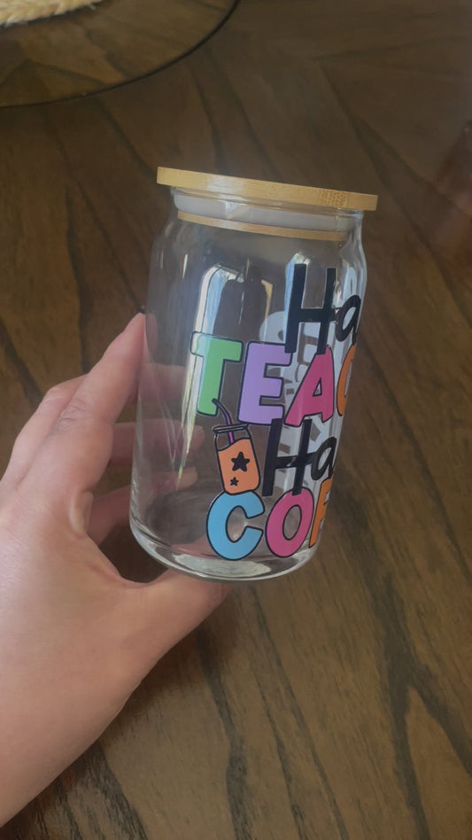 Half Teacher Half Coffee Glass Tumbler