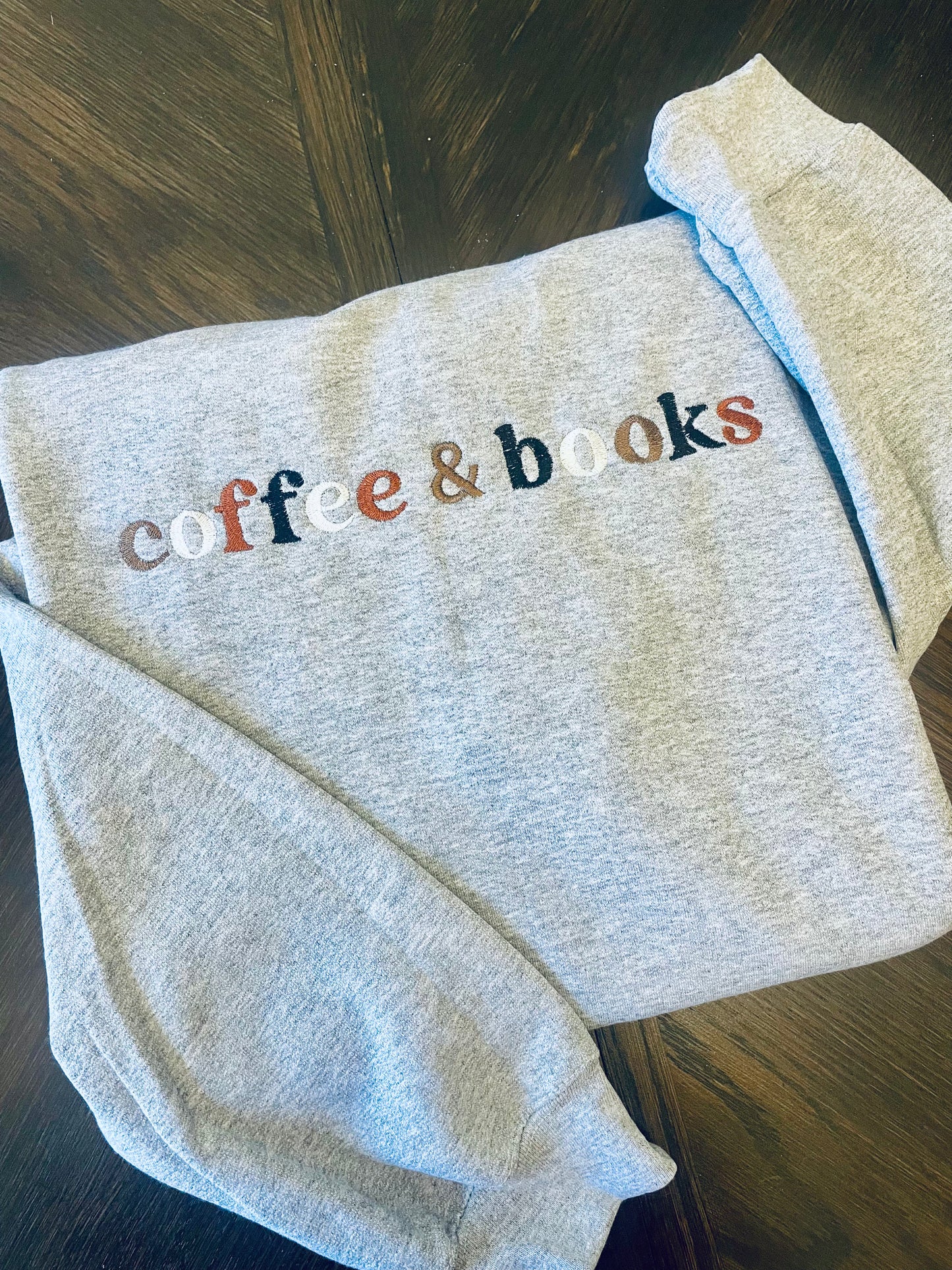 Coffee & Books Embroidered Sweatshirt