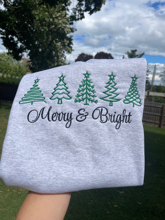 Merry and Bright Embroidered Sweatshirt