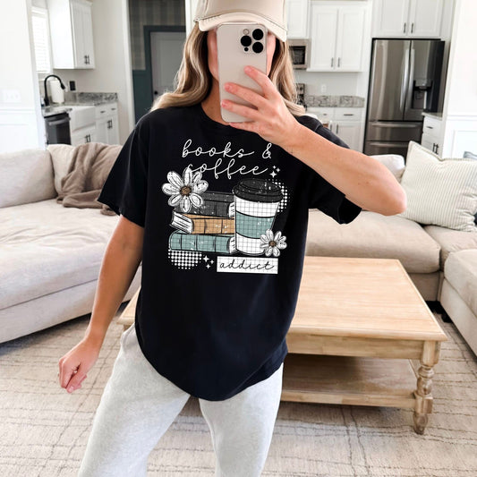 Books Coffee Addict White DTF Transfer