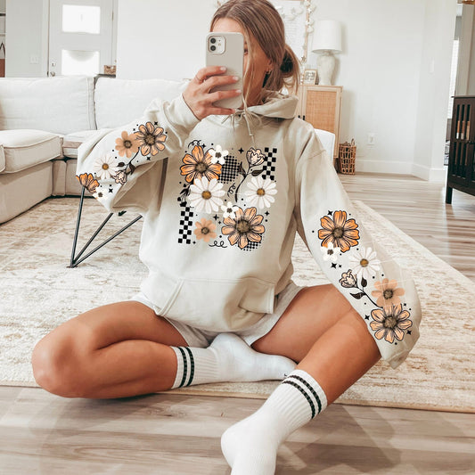Orange Florals DTF Transfer