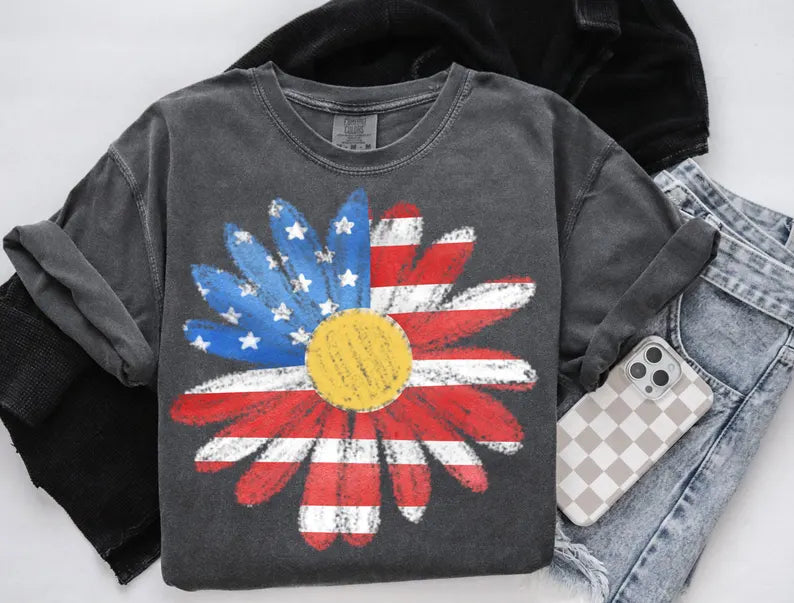Patriotic Sunflower DTF Transfer