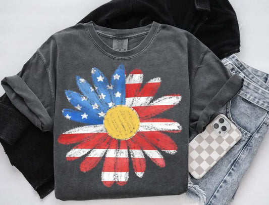 Patriotic Sunflower DTF Transfer