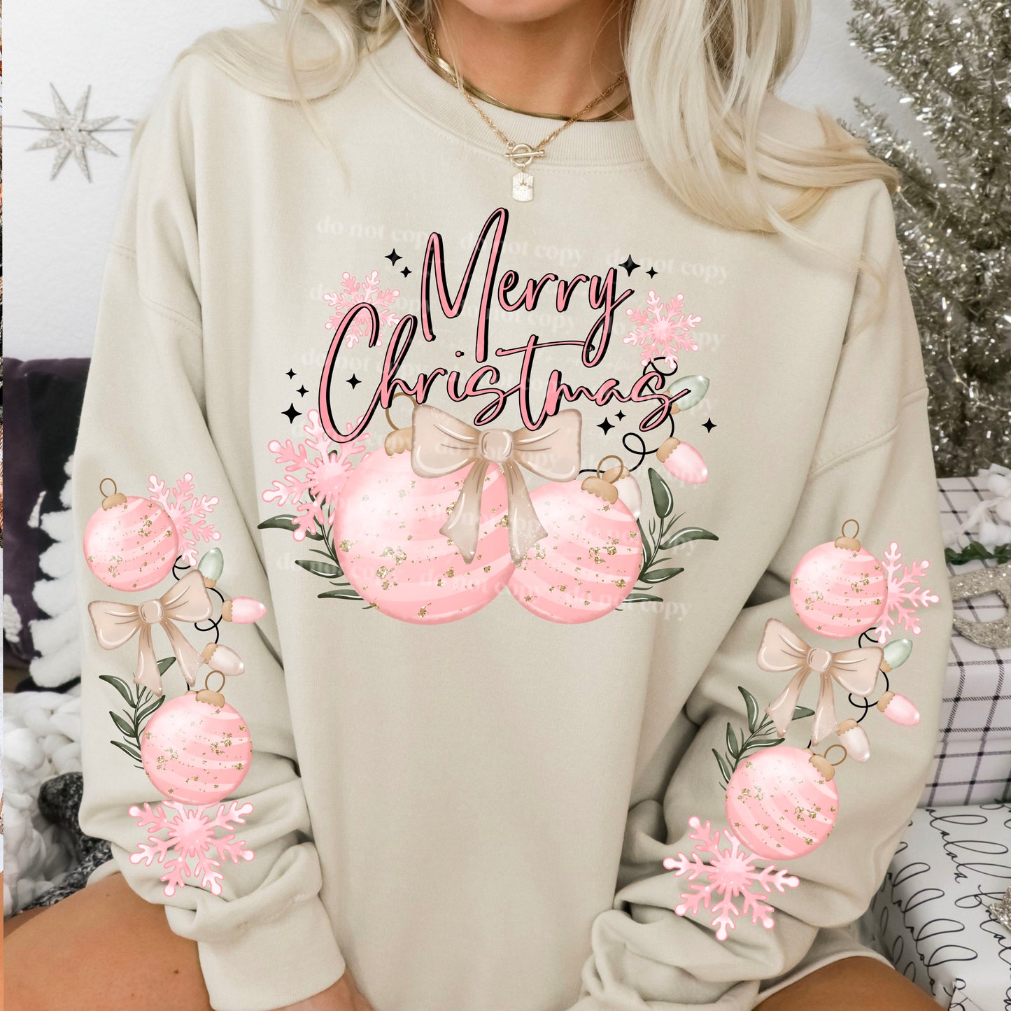 Merry Pink Ornaments Sweatshirt