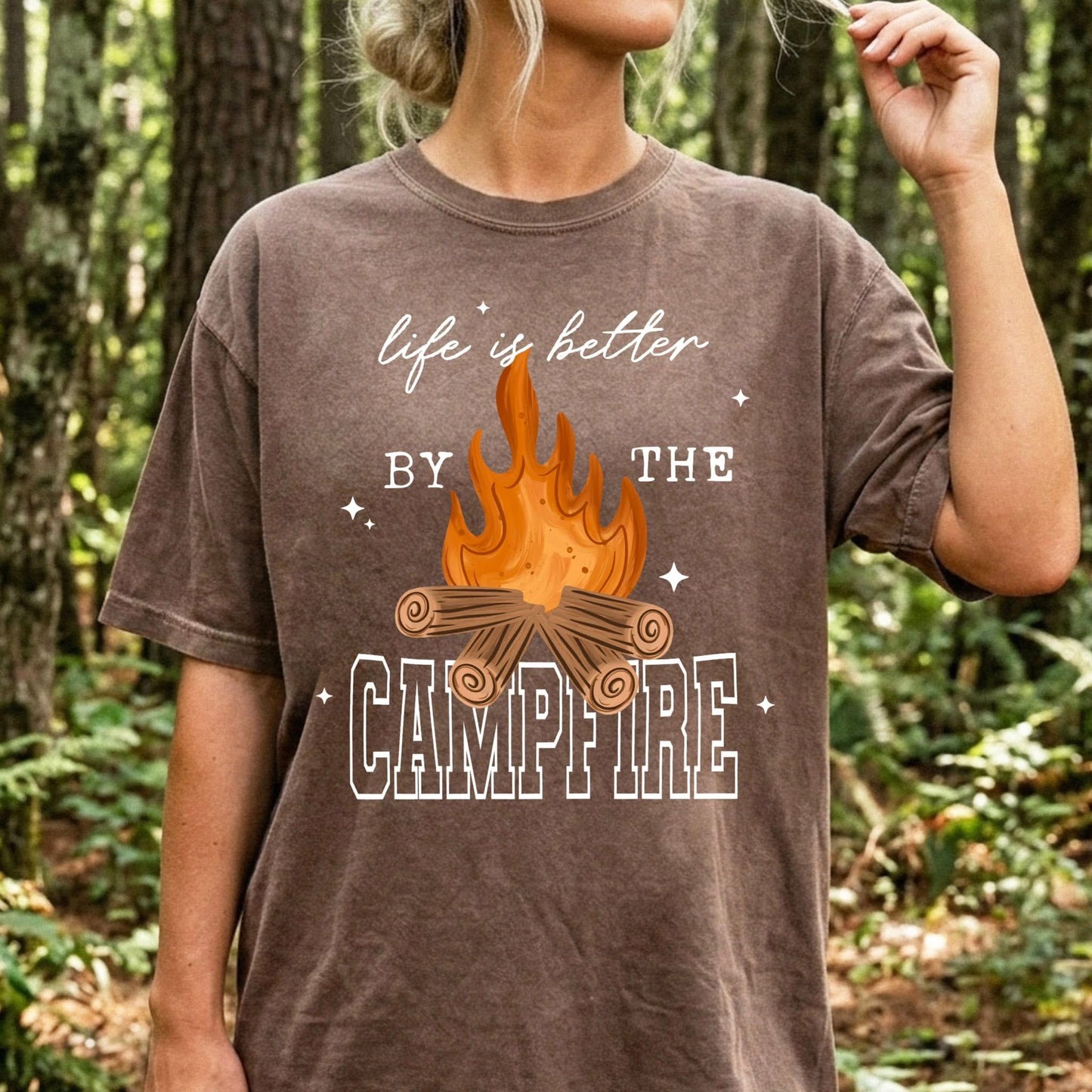 Better By The Campfire White DTF Transfer