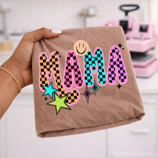 Checkered Mama Colorful DTF Transfer