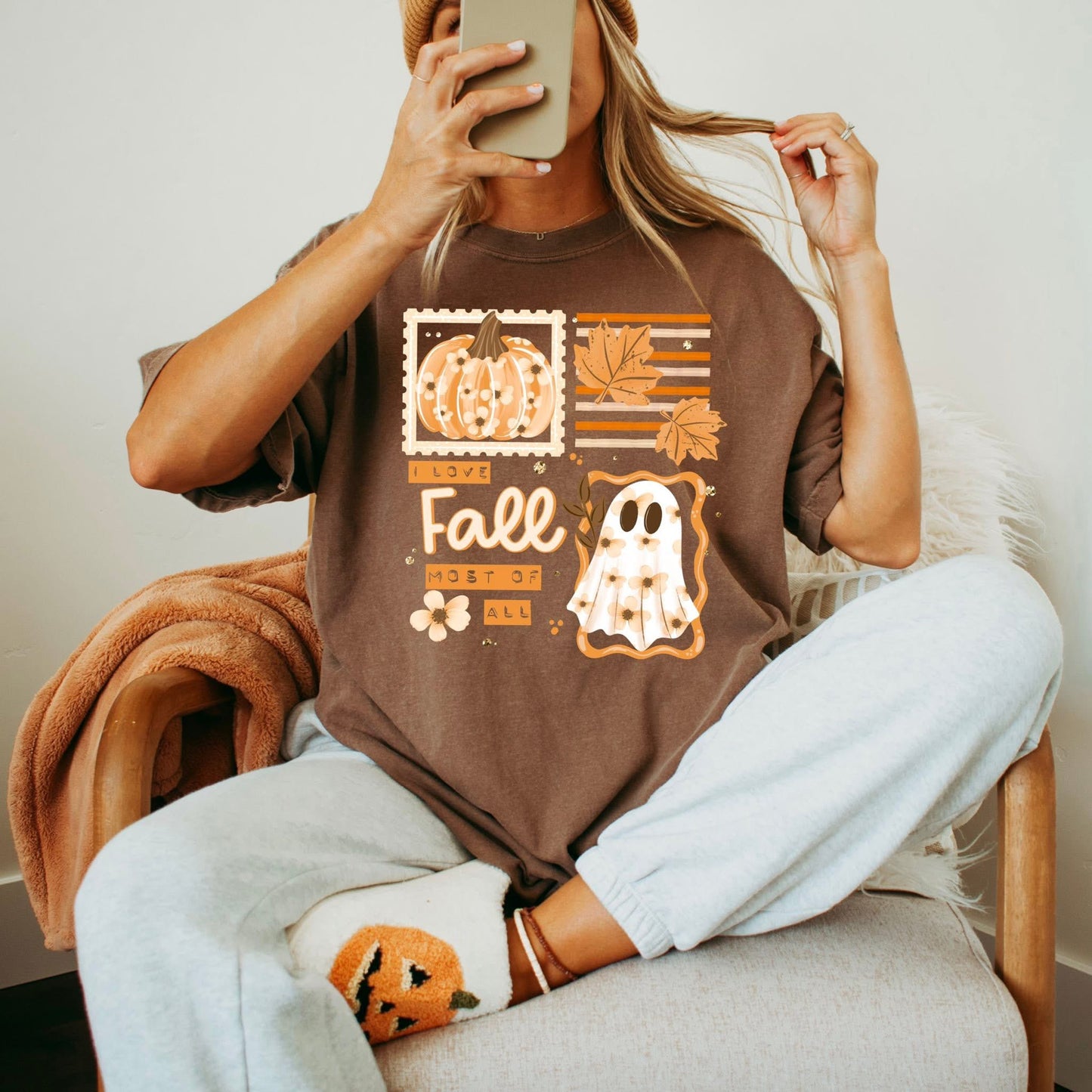 Floral Ghost Pumpkin Collage DTF Transfer