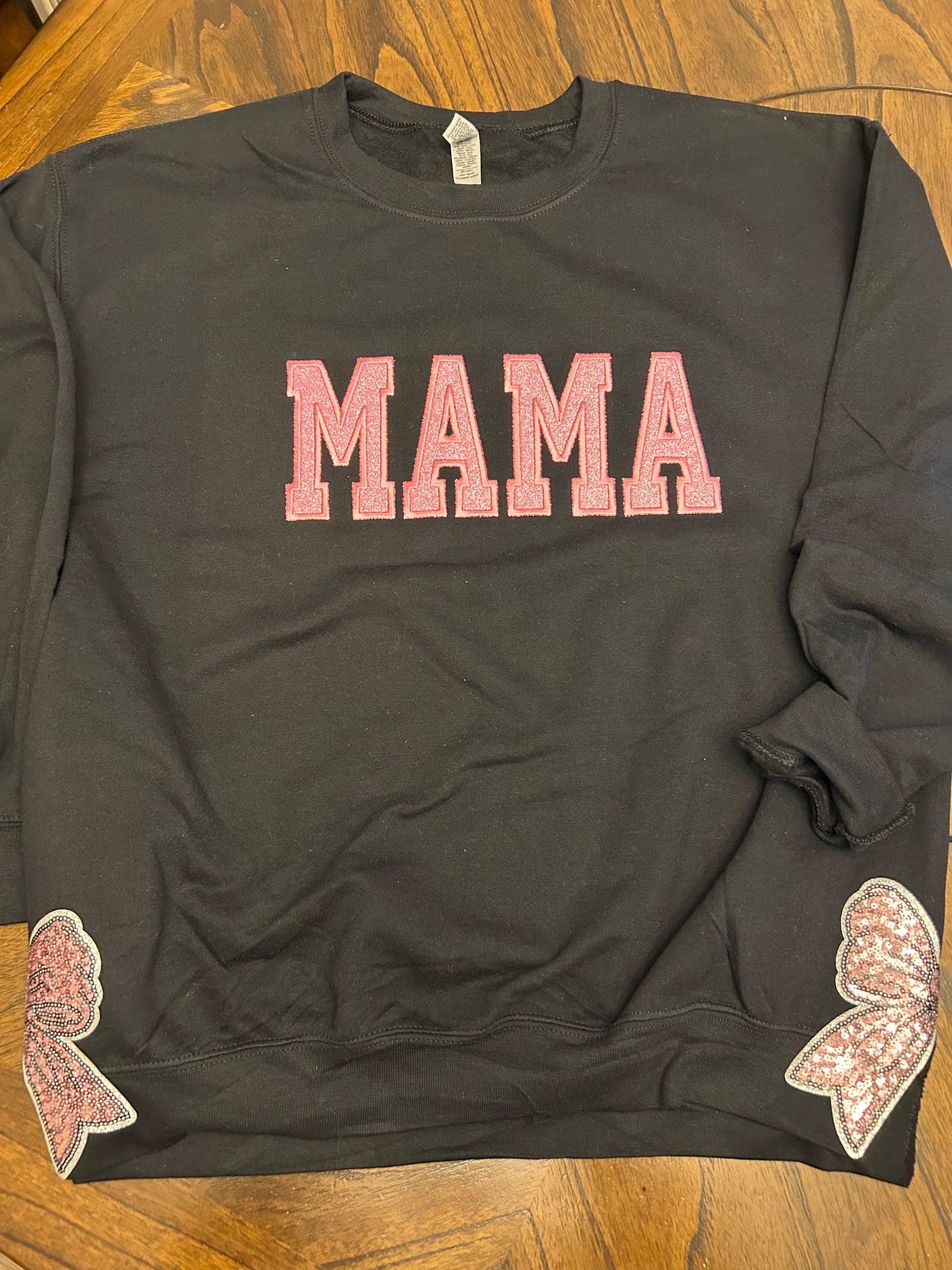 Embroidered Mama Side Bows Sweatshirt