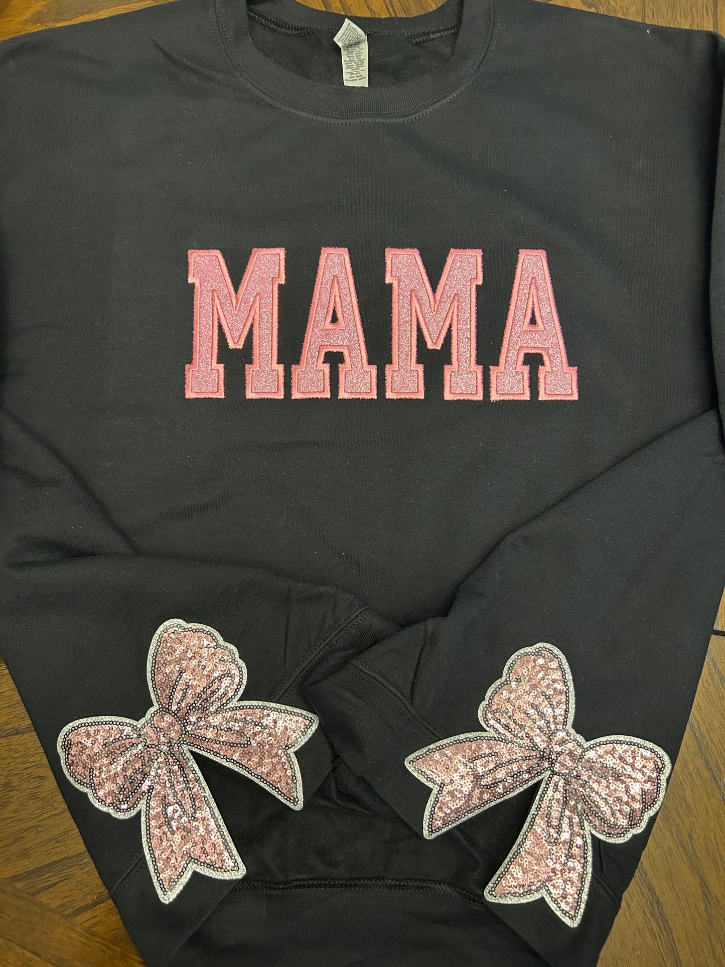 Embroidered Mama Side Bows Sweatshirt