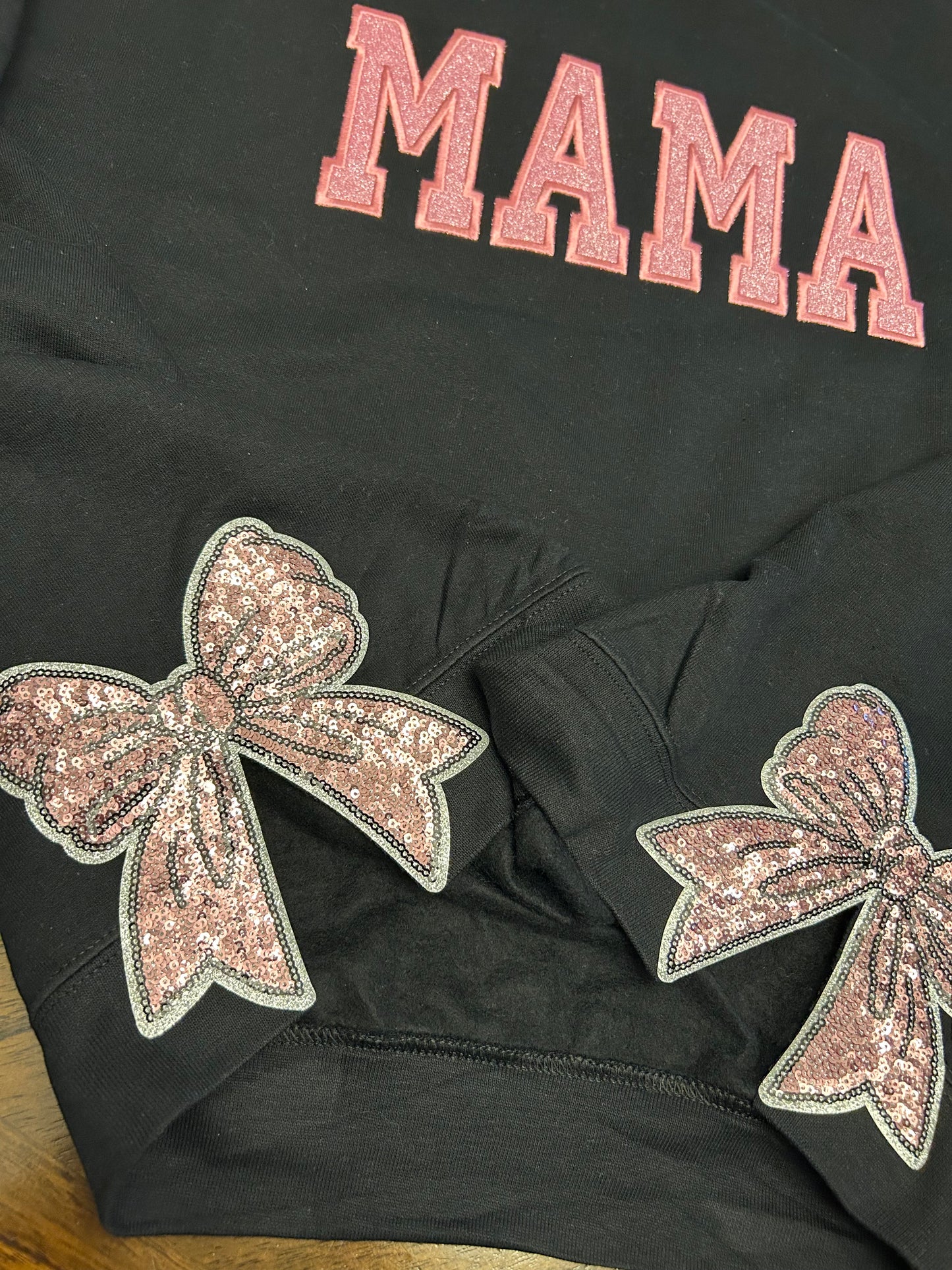 Embroidered Mama Side Bows Sweatshirt