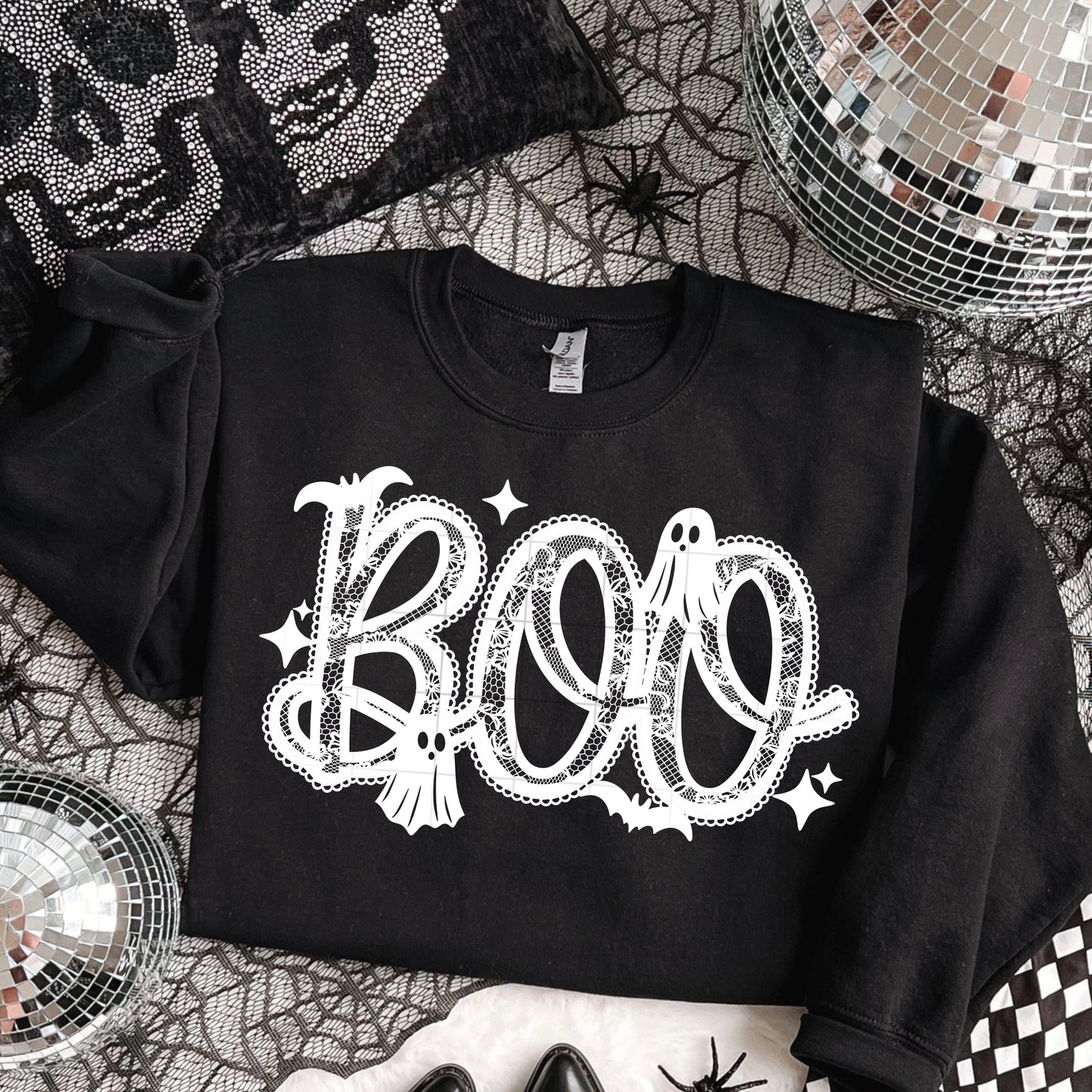 Boo Faux Lace Screen Print Transfer