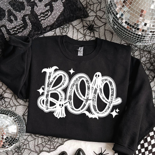 Boo Faux Lace Screen Print Transfer