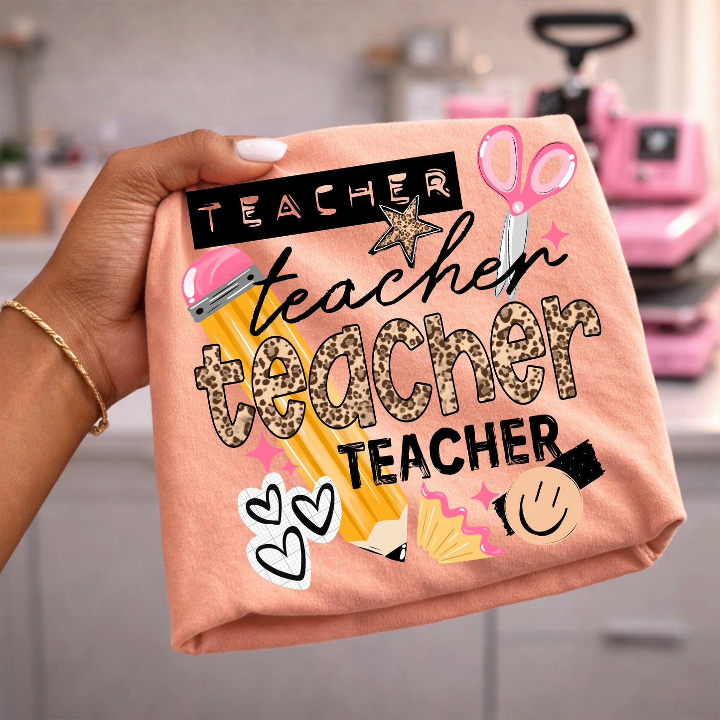Leopard Teacher DTF Transfer