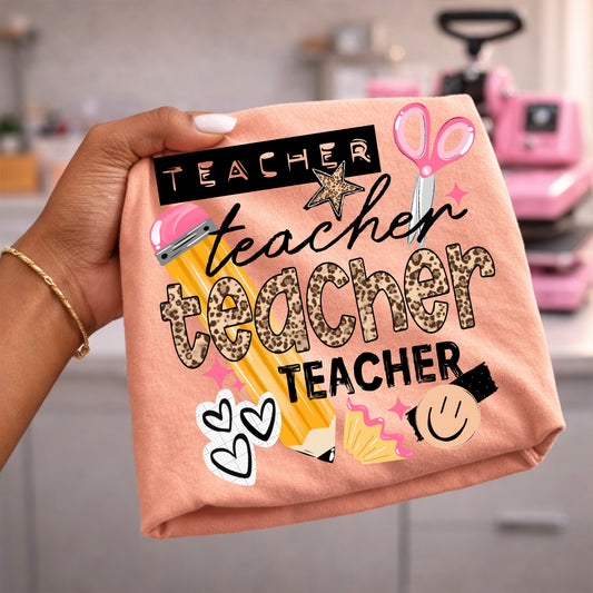 Leopard Teacher DTF Transfer