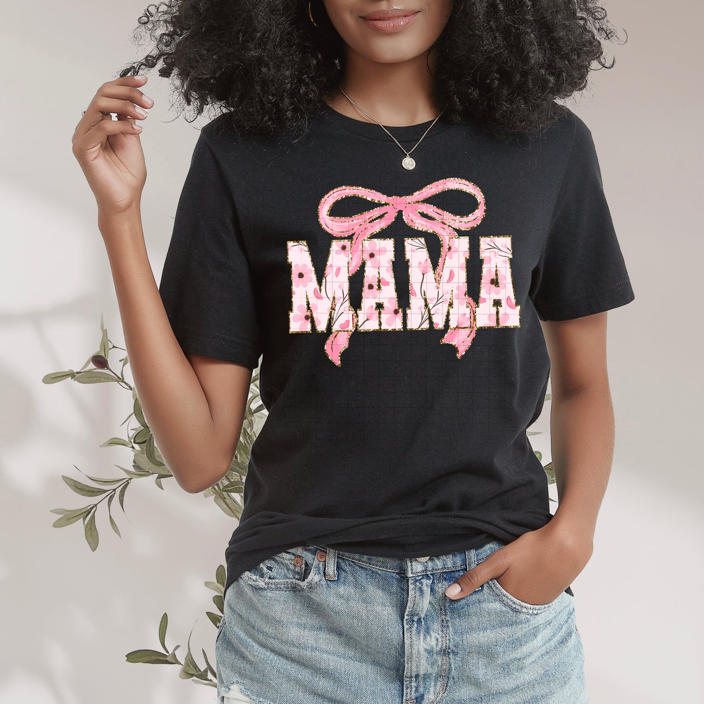Mama Bow Pink DTF Transfer