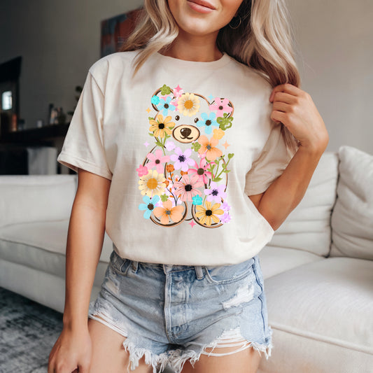 Floral Teddy Bear DTF Transfer
