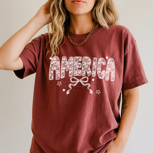 Faux Lace America DTF Transfer