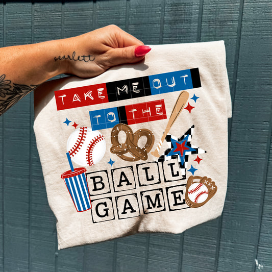 Out To The Ball Game Black DTF Transfer