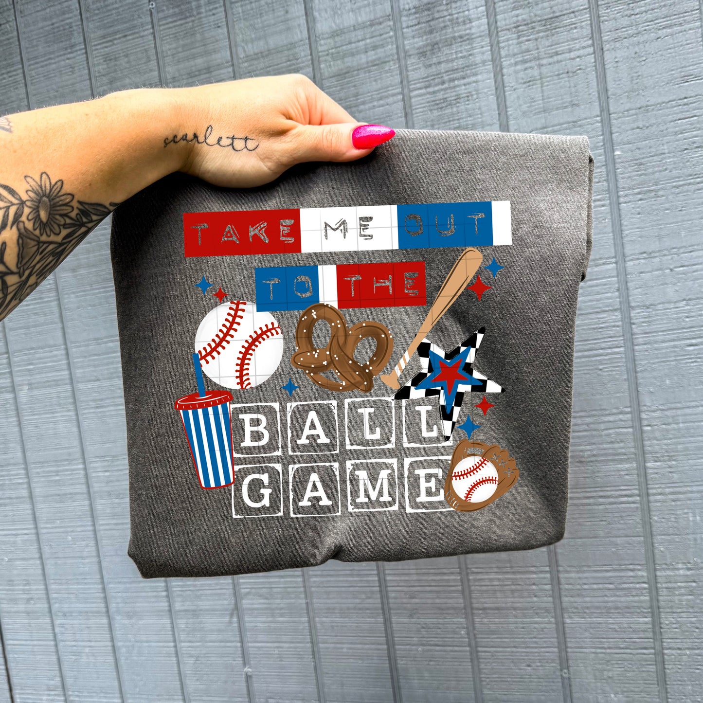 Out To The Ball Game White DTF Transfer