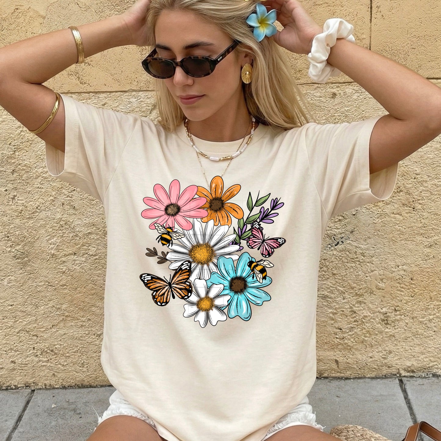 Flowers and Butterflies DTF Transfer