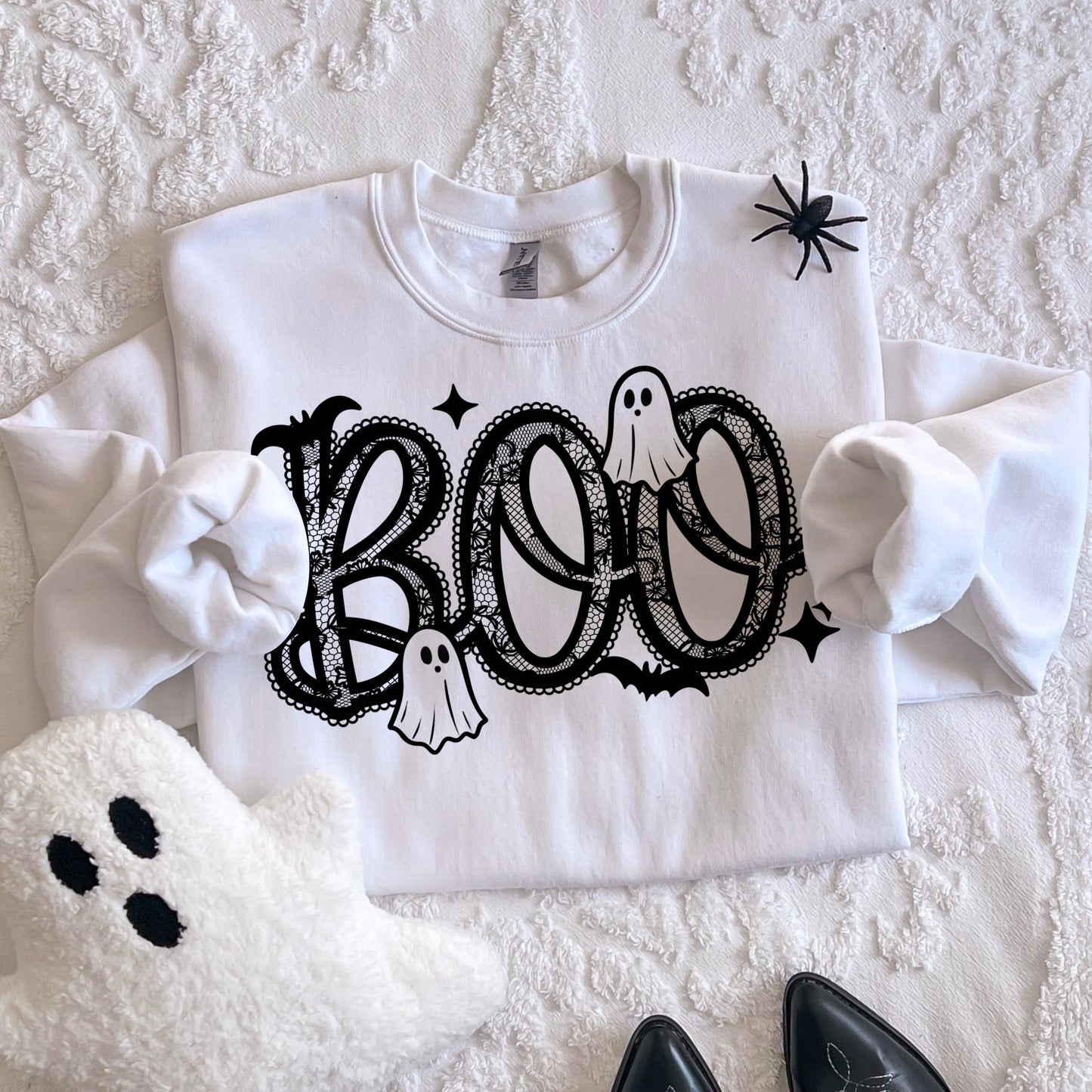 Boo Lace Black DTF Transfer