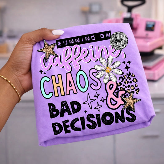 Caffeine Chaos Black DTF Transfer