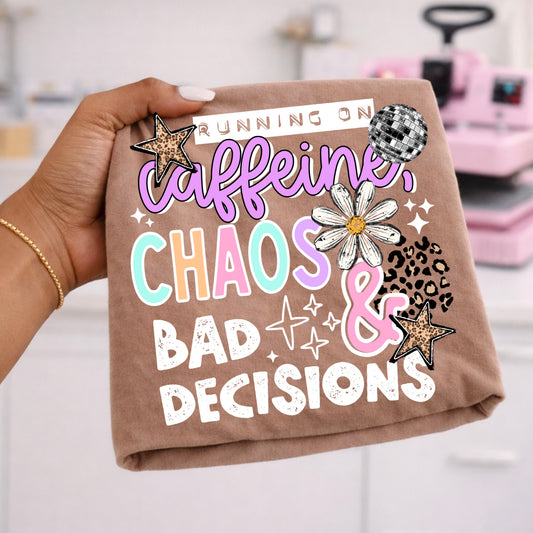 Caffeine Chaos White DTF Transfer