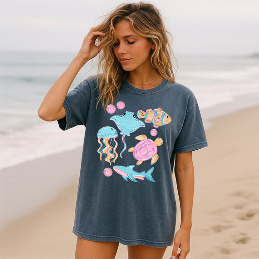 Neon Sea Animals DTF Transfer