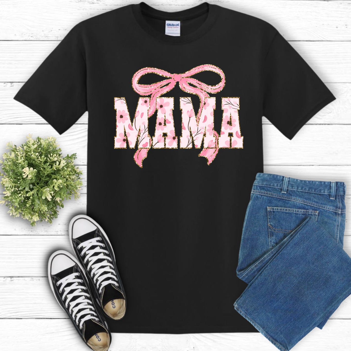 Mama Bow T-Shirt Pink