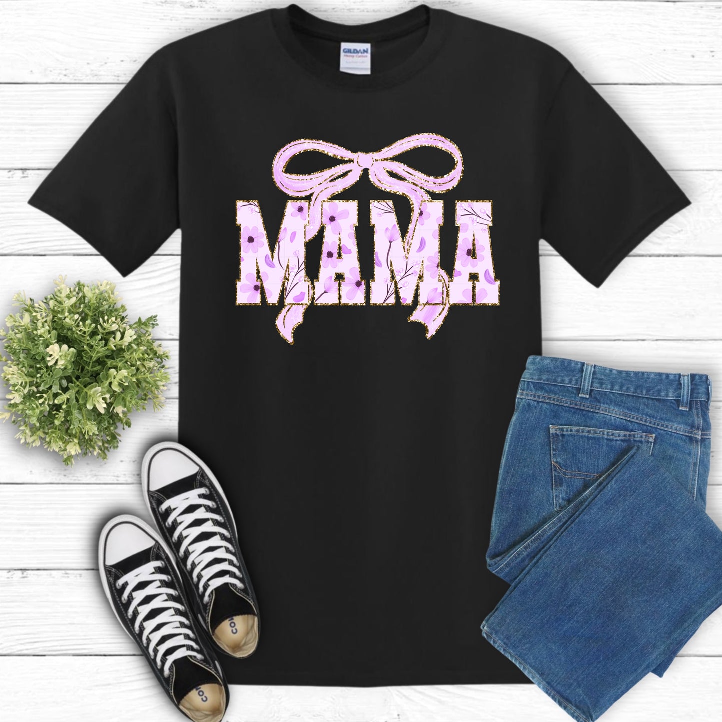 Mama Bow T-Shirt Purple