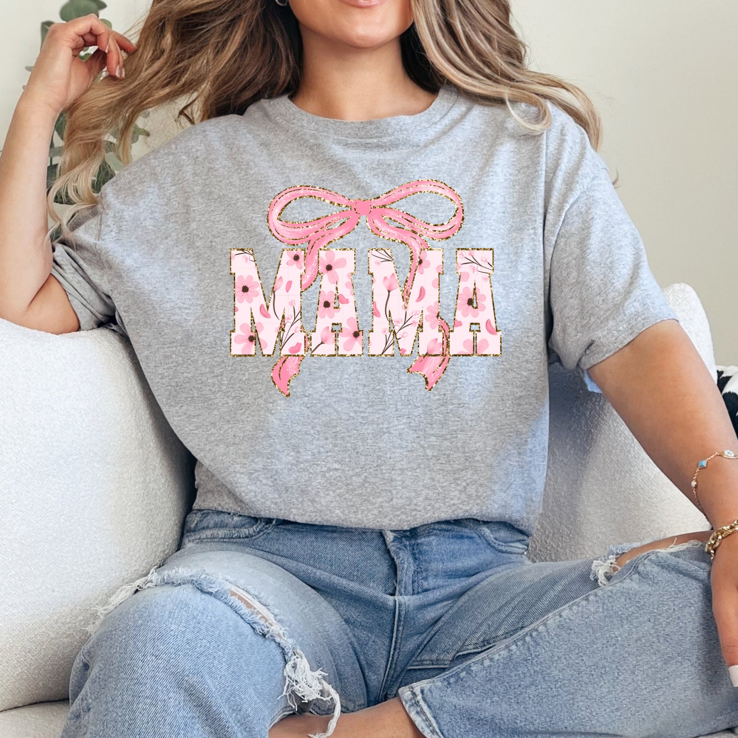 Mama Bow T-Shirt Pink