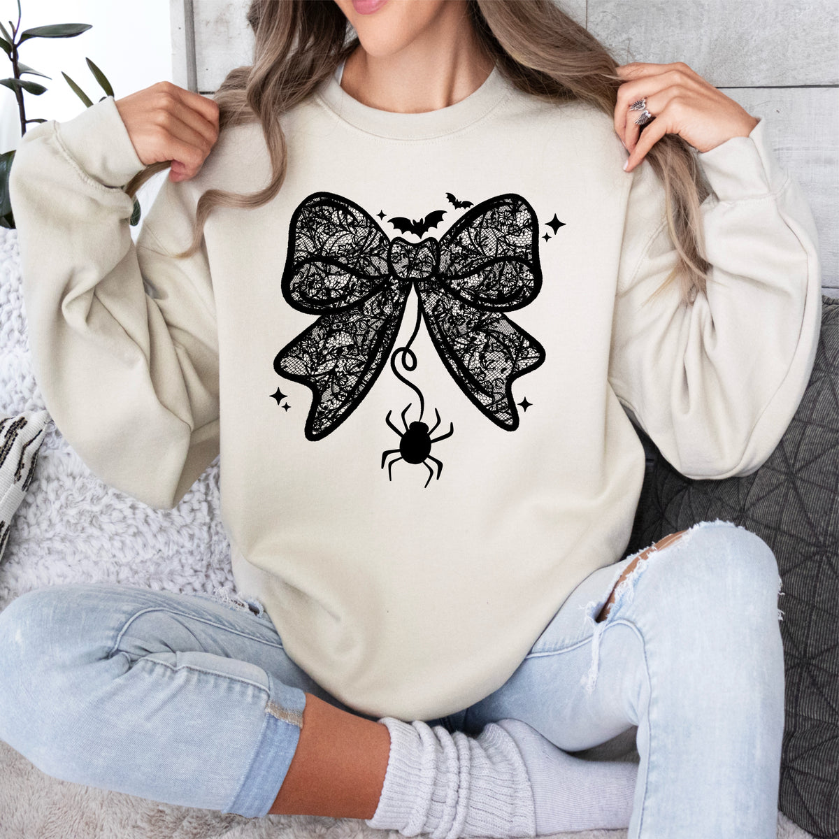 Lace Spider Bow Shirt